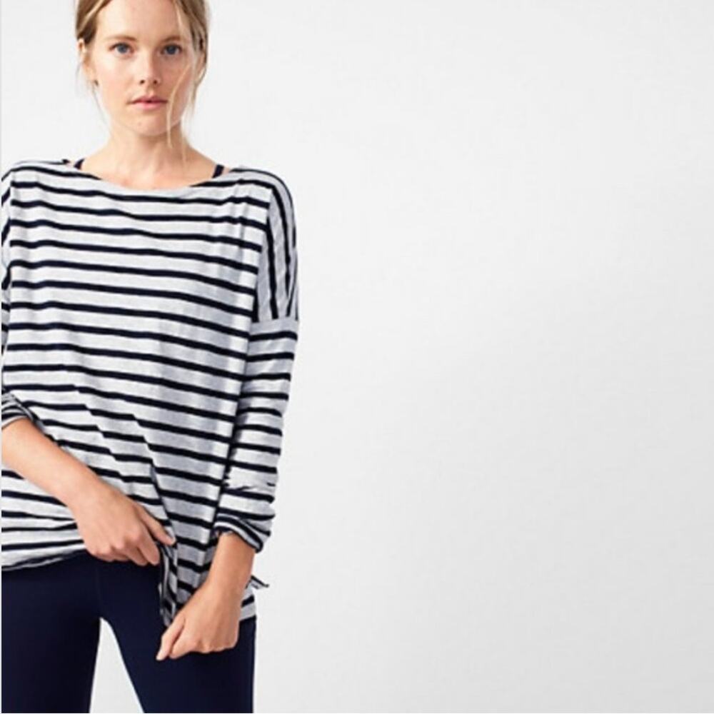 J. Crew Deck Striped Boatneck Shirt Navy White E1143 Size S - Picture 2 of 12